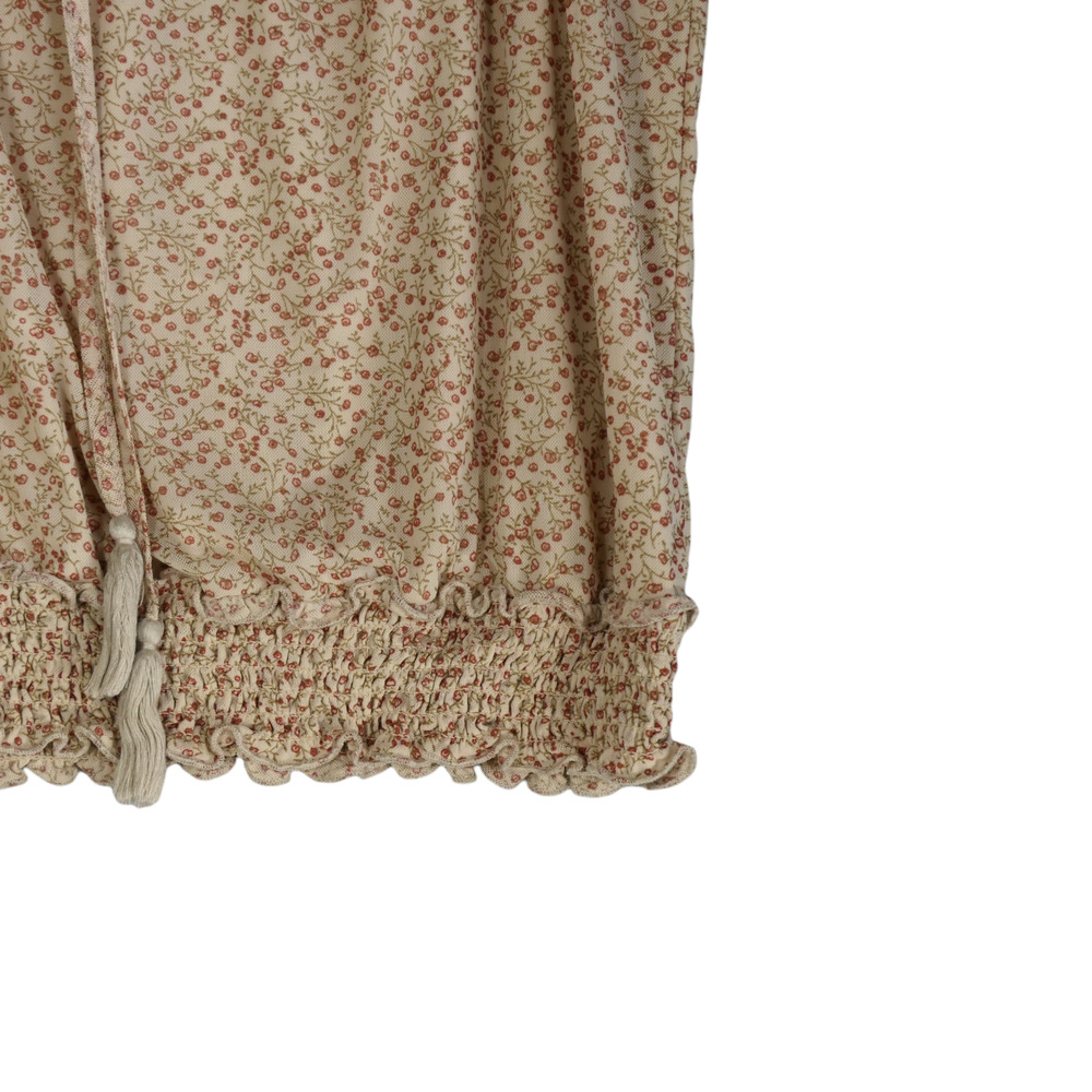 Indigo Rose Knit Top Women Large Pink Floral Puff Sleeve Smocked Peasant Boho - Picture 4 of 11